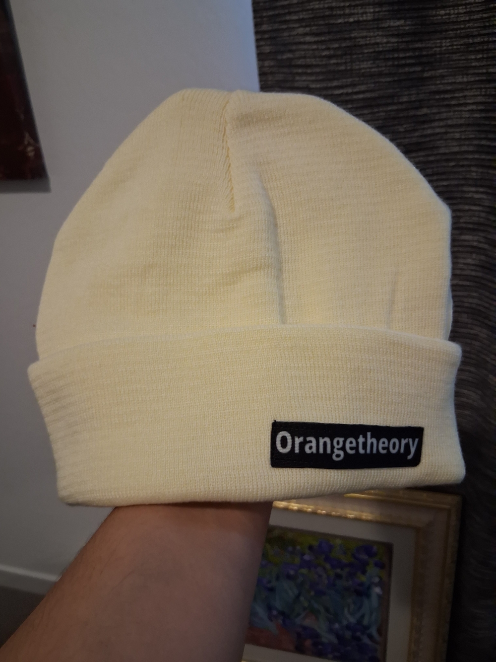 Orangetheory Cream Folded Cuff Beanie with Logo Patch